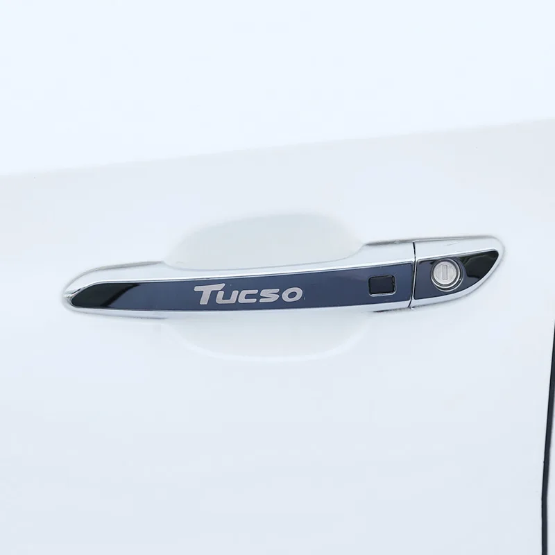 

IMTFOO FIT FOR HYUNDAI TUCSON 2015 2016 2017 ACCESSORIES STAINLESS STEEL EXTERIOR DOOR HANDLE TRIM DECAL STICKERS CAR STYLING