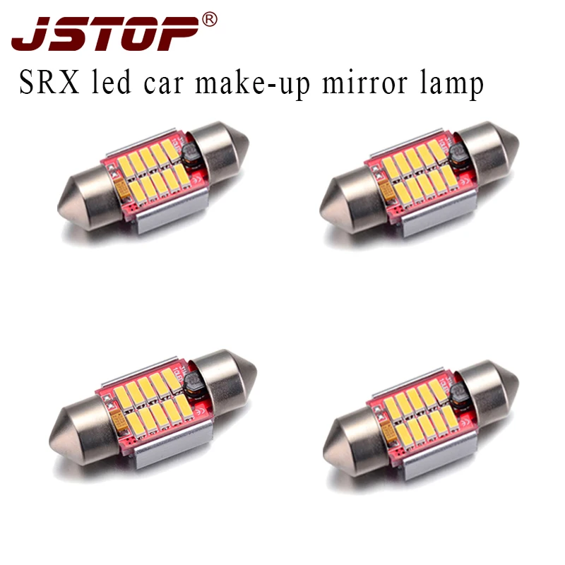

JSTOP high quality 4piece/set SRX led makeup mirror lamps festoon 31mm C5W Auto canbus bulbs 4014smd car 12V led Interior lights