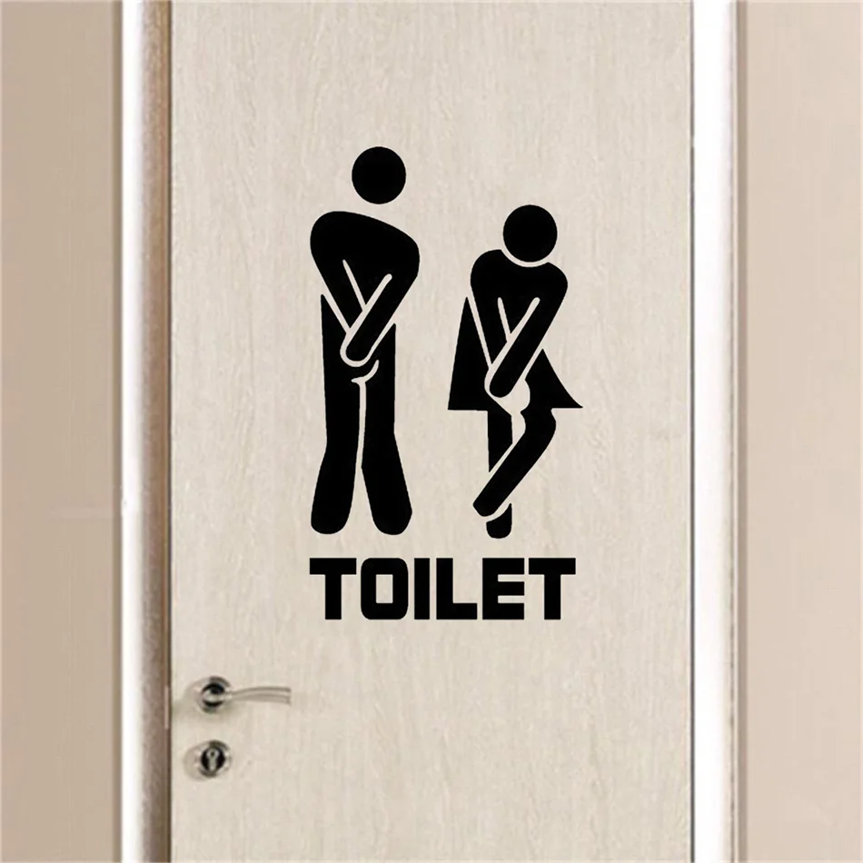 Removable Wall Decals Cute Pattern Bathroom Rest Room Toilet Door Mark 