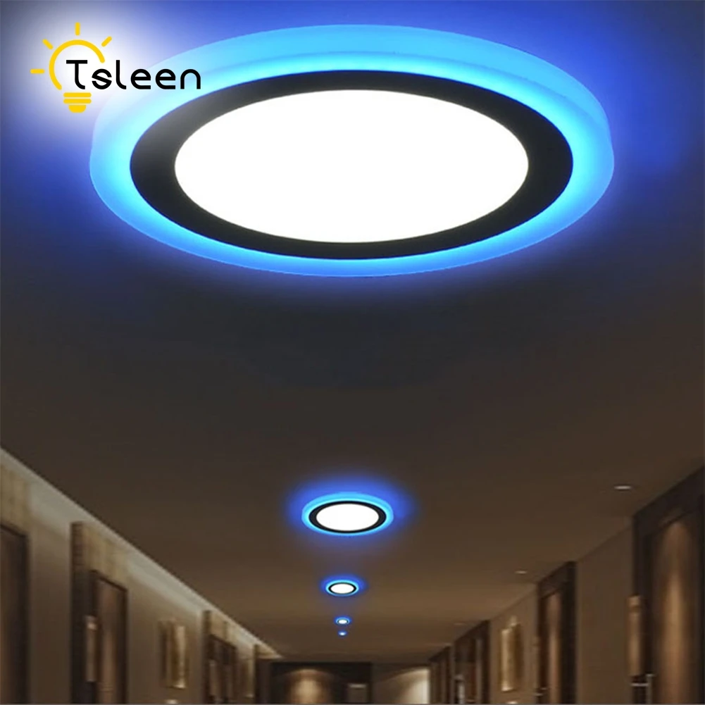 

TSLEEN Ultra Slim Dual Color Acrylic LED Panel Downlight 5W 9W 16W 24W LED Lamp Light 3 Modes LED Ceiling Recessed Lights
