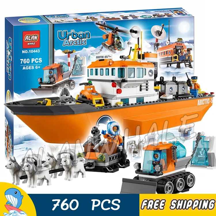 

City Arctic Ice Breaker Scientific Research Ship Snow 10443 Model Building Blocks Figure Toys Bricks Compatible with Legos