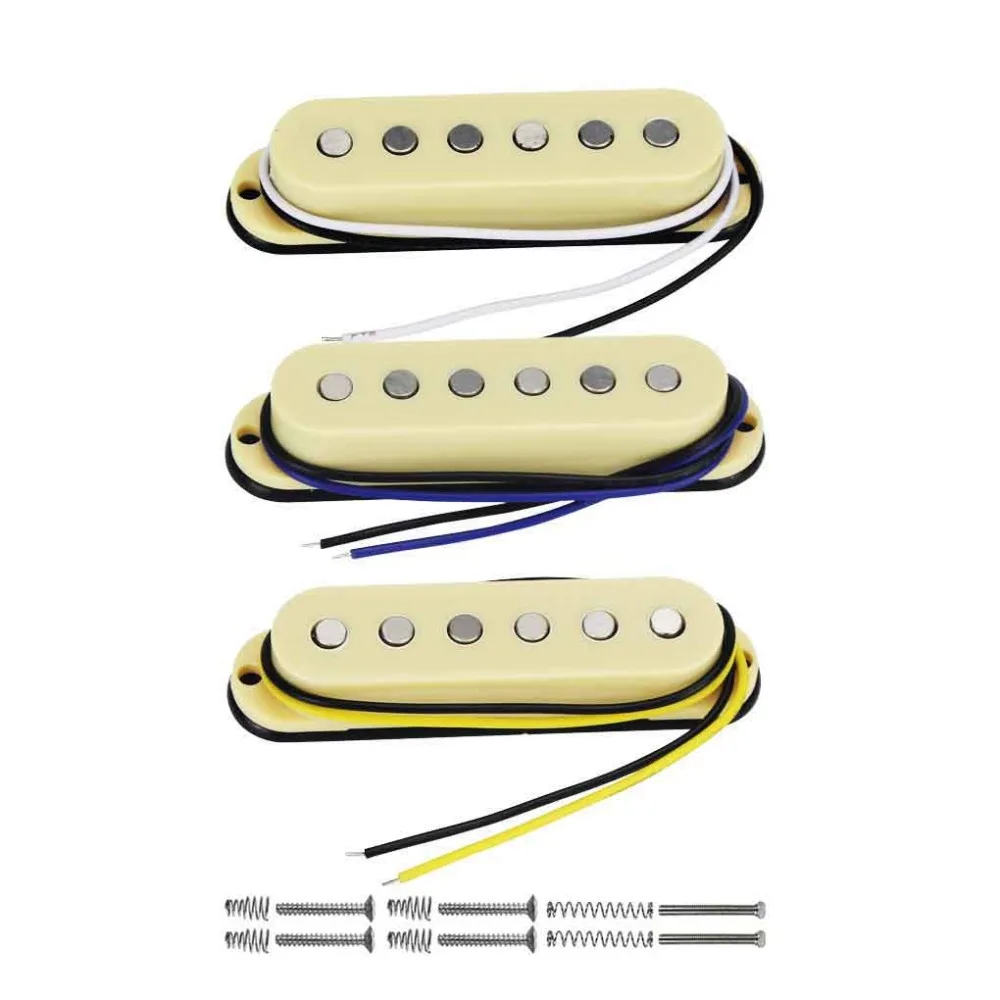 FLEOR Винтаж Alnico 5 одновитковая катушка/средний/гитарный звукосниматель 50/50/52 мм комплект из желтой Туники Для Гитара FD Strat Запчасти