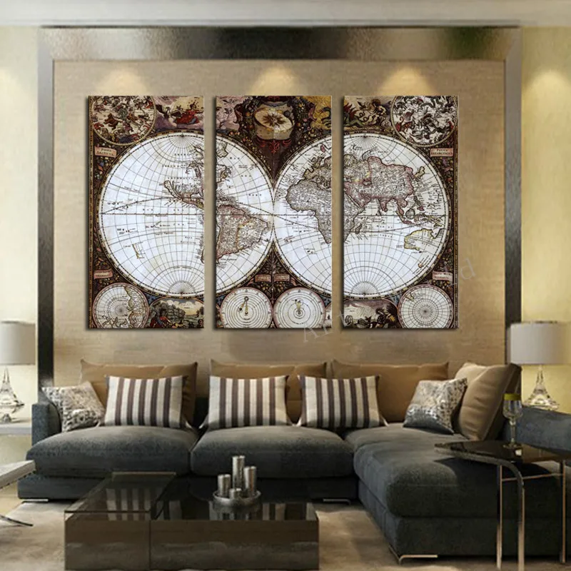 Classical canvas wall painting of the world map Large HD Wall Art