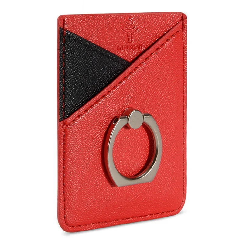 Luxury Bling Sequins Leather Card Holder Sticker With Ring Buckle For Universal Mobile Phone