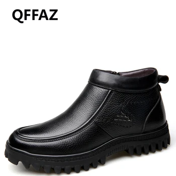 

QFFAZ Warm Mens Shoes Winter Snow Boots zip boots men Fashion Footwear men boots Rubber Ankle Boots Outdoor Casual Shoes