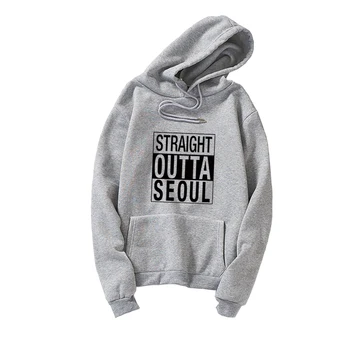 

STRAIGHT OUTTA SEOUL Women Men Unisex Letter Print Hoodies Sweatshirts Casual Harajuku Loose Korean Kpop Oversized Tops Clothes