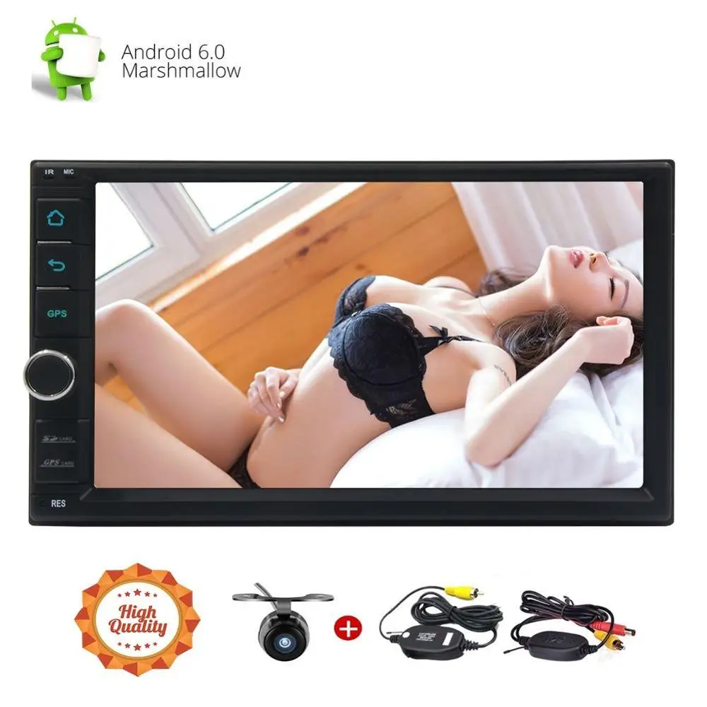 Android 6.0 4 Core 7" Car Stereo 2Din GPS Navigation Radio Player In Dash Headunit NO-DVD Video Bluetooth WiFi+Wireless Camera |