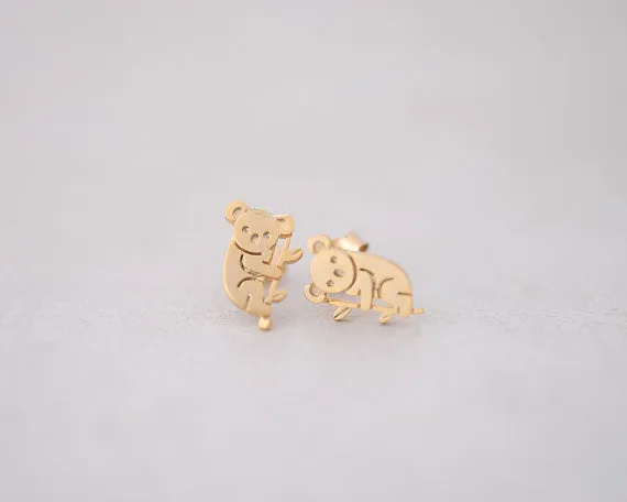 

Fashion koala plated stud earrings Lovely sloths animal stud earrings for women