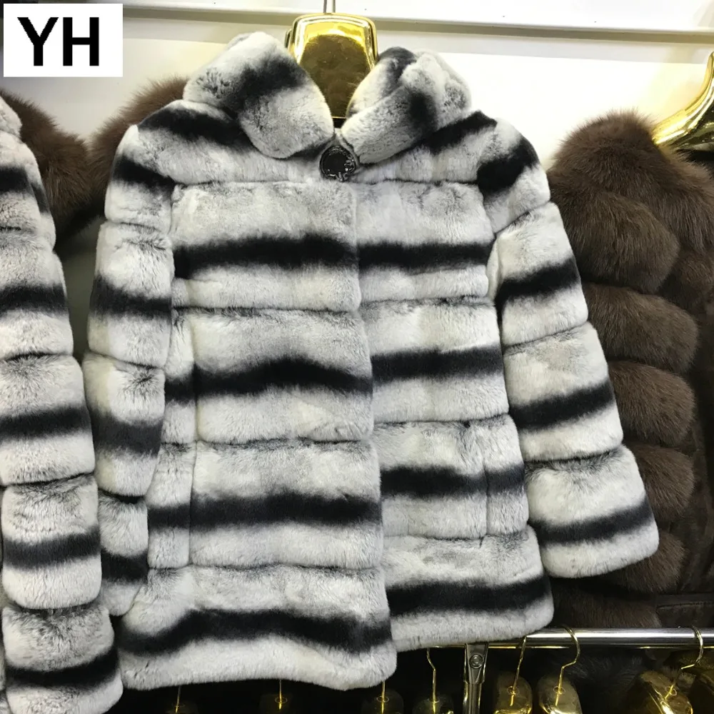 New Winter Women Real Rex Rabbit Fur Coat Warm Real Rex Rabbit Fur