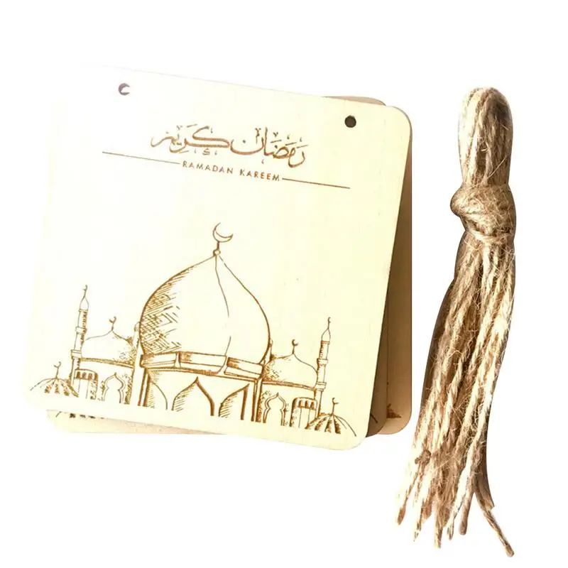 A 5 шт. DIY Eid Mubarak мусульманские украшения для дома инновационный Рамадан подвесной кулон деревянный резной Орнамент Ремесло с веревками - Цвет: A