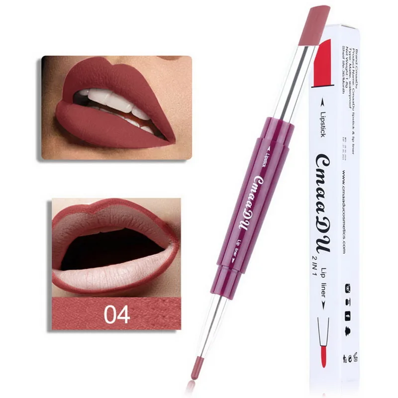 

CmaaDu Double-end Lipstick 6 Colors Lipliner Pencil Waterproof Lasting Moisturizing Lip Stick Pen Makeup Contour Lip Cosmetics