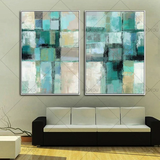 Hand Painted Abstract Oil Painting On Canvas 2 Piece Modern Abstract Art Wall Art Set for Living ...