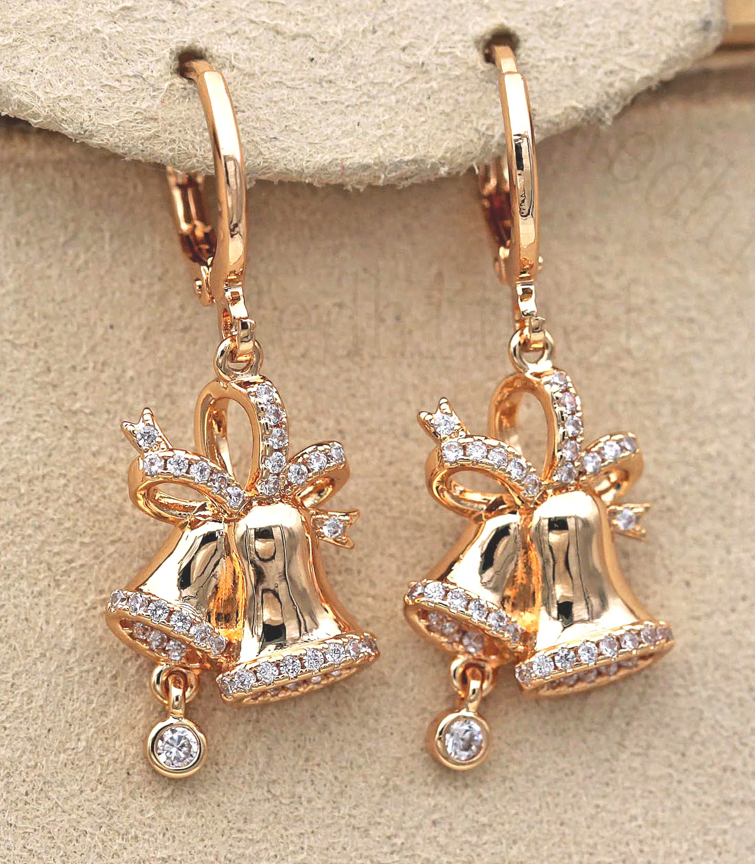 

Luxury Drop Earrings for Women Gold Color Bell shape Earring with CZ Zircon Trendy Jewelry for Wedding Christmas Engagement