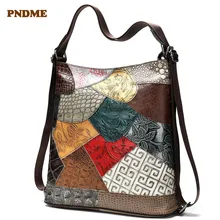 Large capacity leather lady's handbag outdoor trend vertical single shoulder bag national wind pressure flower bucket bag girls fashion national trend embroidery shoulder hand bags women single faced flower embroidered one shoulder bag large handbag