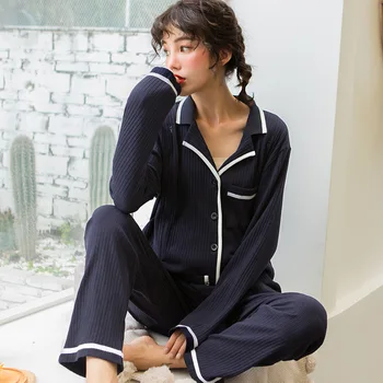 

Maternity Pajamas Nursing Nightgown Autumn New Fashion Simple Cotton Pregnancy Clothes Breastfeeding Nightwear Homewear Set