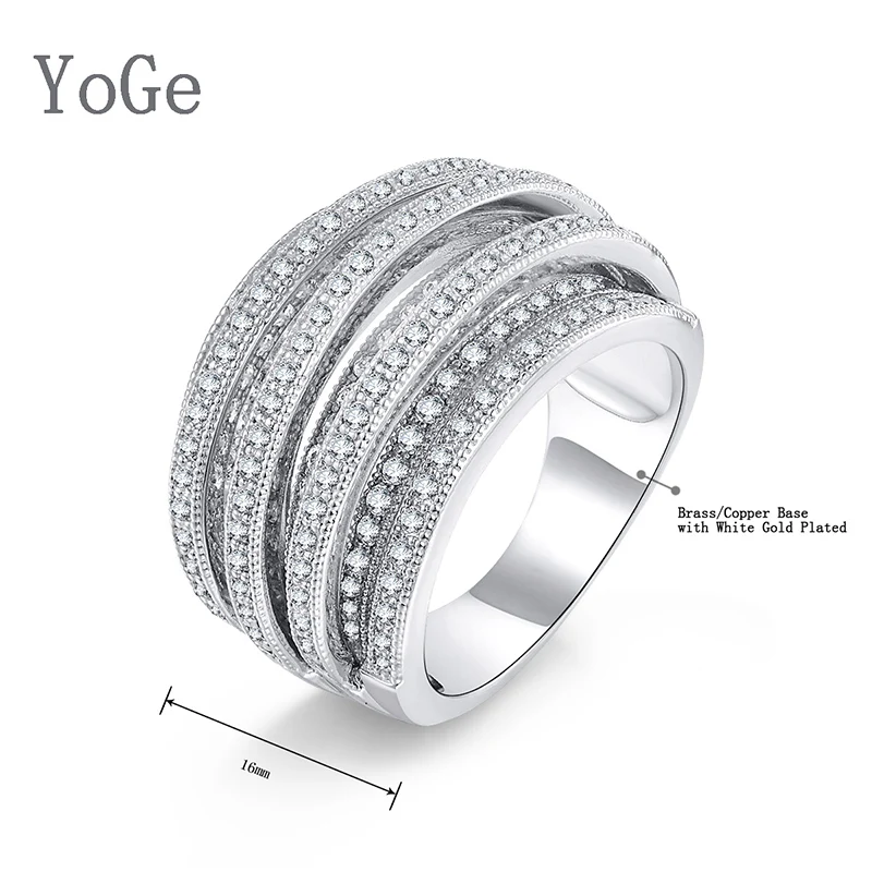 Ювелирные изделия YoGe для женщин R0995 роскошное многослойное кольцо из прозрачного