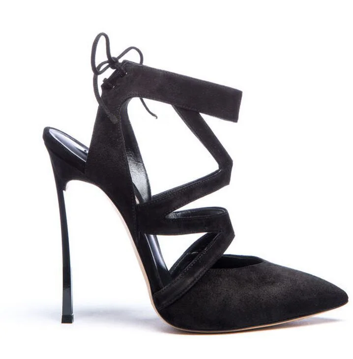 

Sexy Blade Metal Heel High Heel Shoes Woman Fashion Brand Pointed Toe Shoes Women Pumps suede Leather Shoes