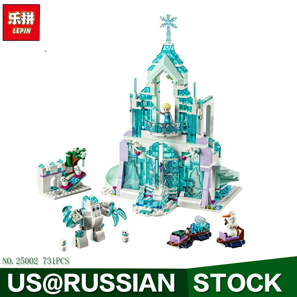 

LEPIN 25002 731 PCS Model Building Blocks Kits Girl Friends Elsa Magic Ice Castle Palace Bricks Figure Compatible with Legoe