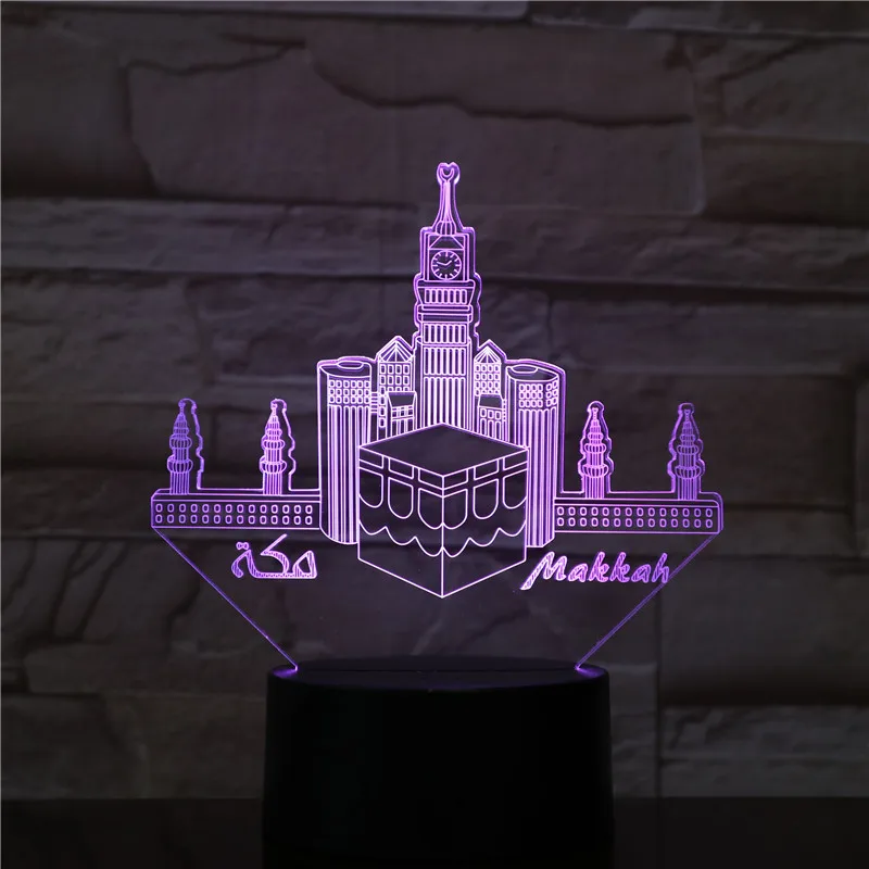 Мекка Mosque Makka Usb светодиодный 3d-ночник лампа Декоративные RGB детский подарок знаменитые здания настольная лампа прикроватный Декор AW-1575