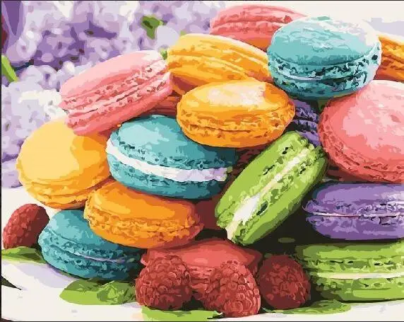 

macaroon still life painting 40x50cm Framed DIY oil painting by numbers on canvas hand painted picture home decor