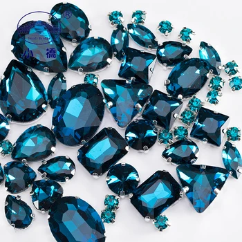 

Glitter Flatback Rhinestones For Sewing Loose Colorful Craft Gems Peacock Blue Decorative Diy Rhinestone Mix 50PCS/PACK S052