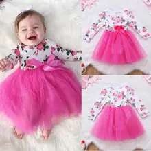 Новорожденных для маленьких девочек младенческой ползунки комбинезон боди Тюль Кружево платье одеть наряд платье с цветочным рисунком для маленьких девочек s