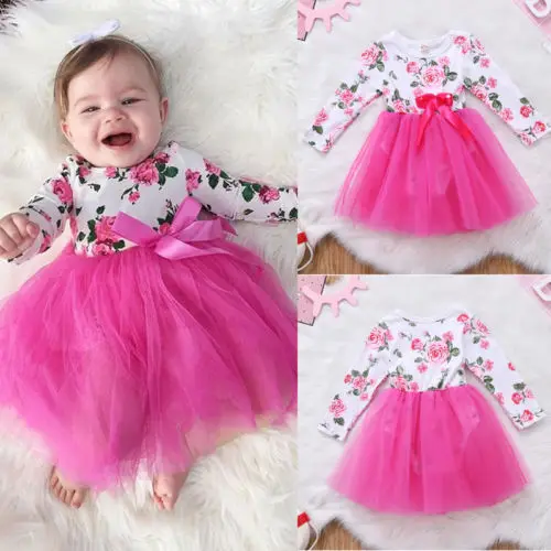 Newborn Baby Girl Infant Romper Jumpsuit Bodysuit Tulle Lace Dress Clothe Outfit Floral Dress For Baby Girls