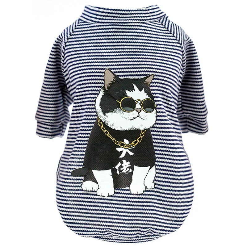 Одежда для кошек крутая весенне-летняя футболка с рисунком кота рубашки с рисунком кота мягкий хлопковый жилет с котенком одежда для маленьких собак