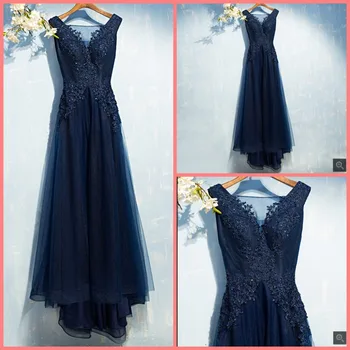 

Vestido De Festa navy blue lace a line beaded appliques evening dress sheer back sexy corset floor length corset evening gowns