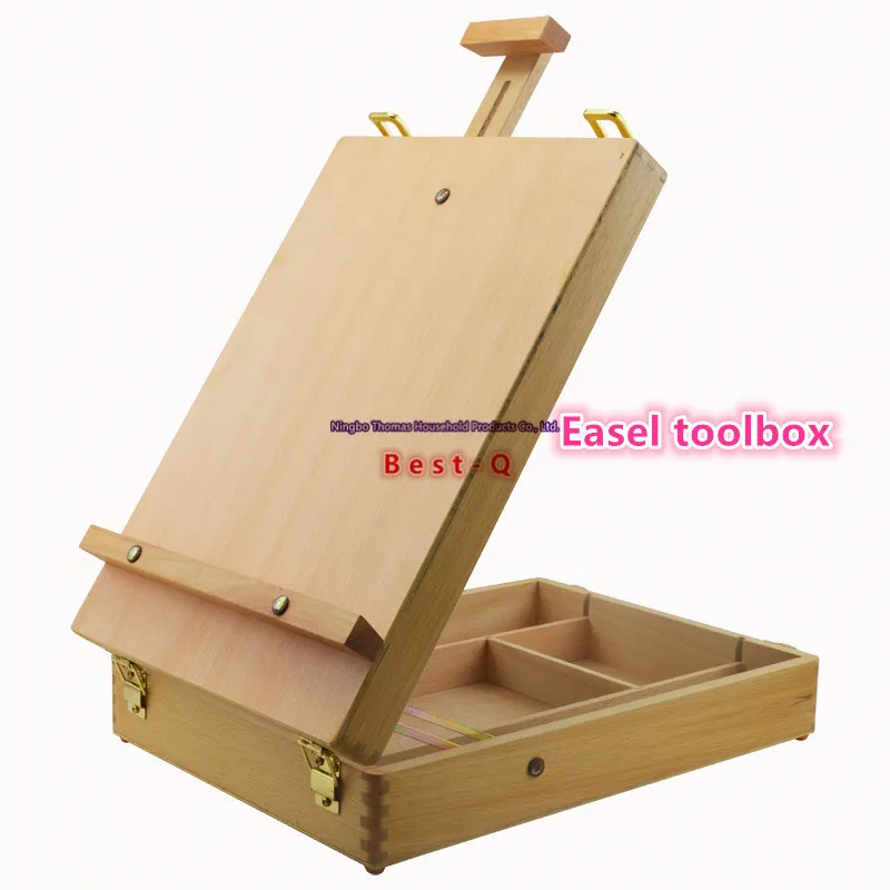 Free shipping wooden box easel painting toolbox portable easel painting