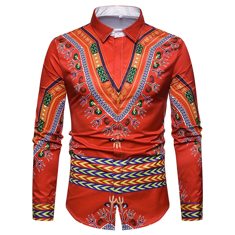 Drop ShippingMen's Casual Shirt 2n New 3D Red Mens Dress Shirts Slim Fit Long Sleeve Social Shirt Male Chemise Homme