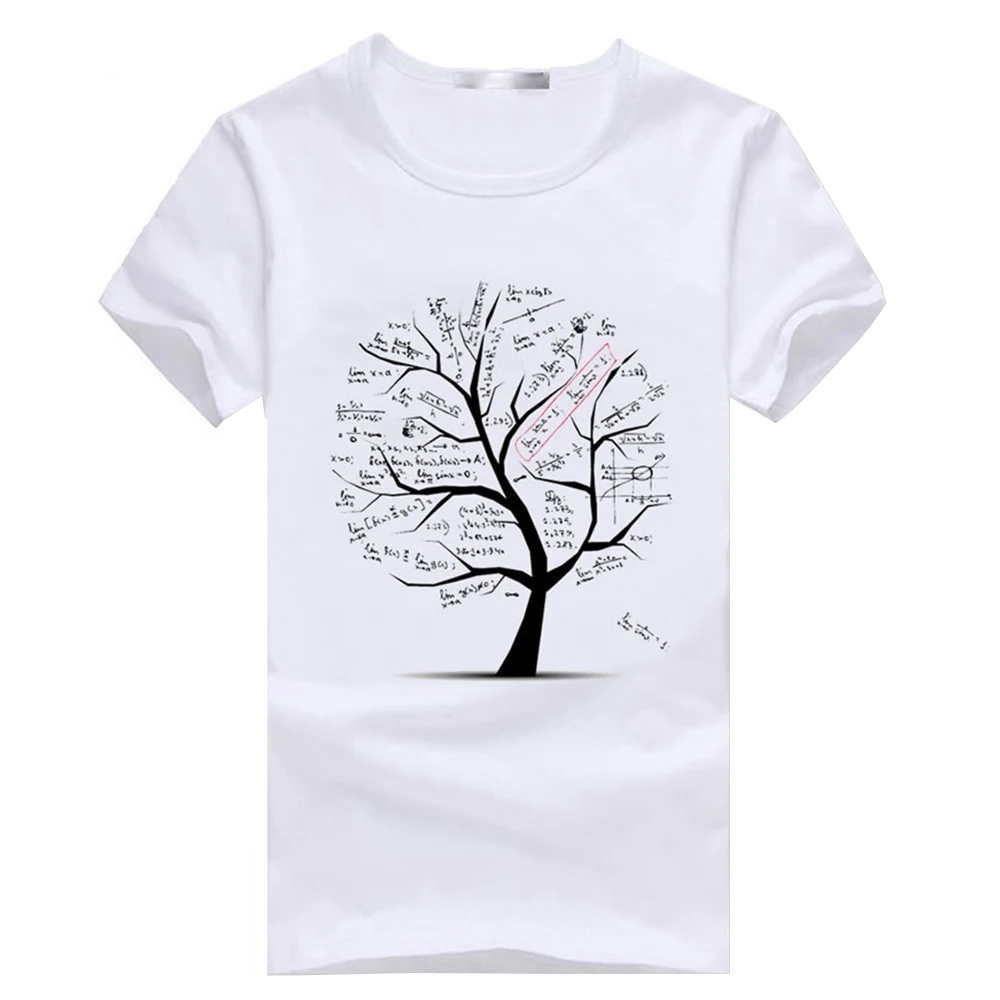 Модная мужская математическая формула дерево Футболка с принтом короткий рукав Летняя футболка Повседневная Свободная футболка для мужчин