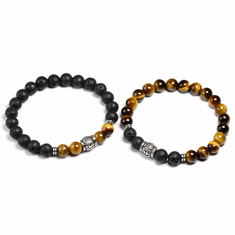Men Bracelet Natural Tiger Eye Bead Tibetan Buddha Bracelet chakra Lava Stone Diffuser Bracelets Men Jewelry Gift Drop Shipping