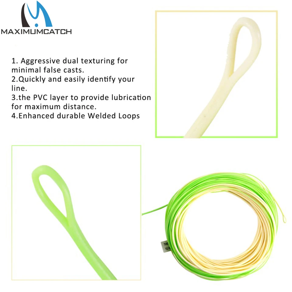 Maximumcatch 100FT التبديل صنارة صيد السمك بذبابة الصيد الصناعية مزدوجة اللون WF5-8WT الوزن إلى الأمام العائم يطير خط