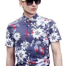 Fanzhuan/, новая модная повседневная мужская летняя рубашка с короткими рукавами в стиле ретро с цветочным принтом, тонкая рубашка 713098, фиолетовая