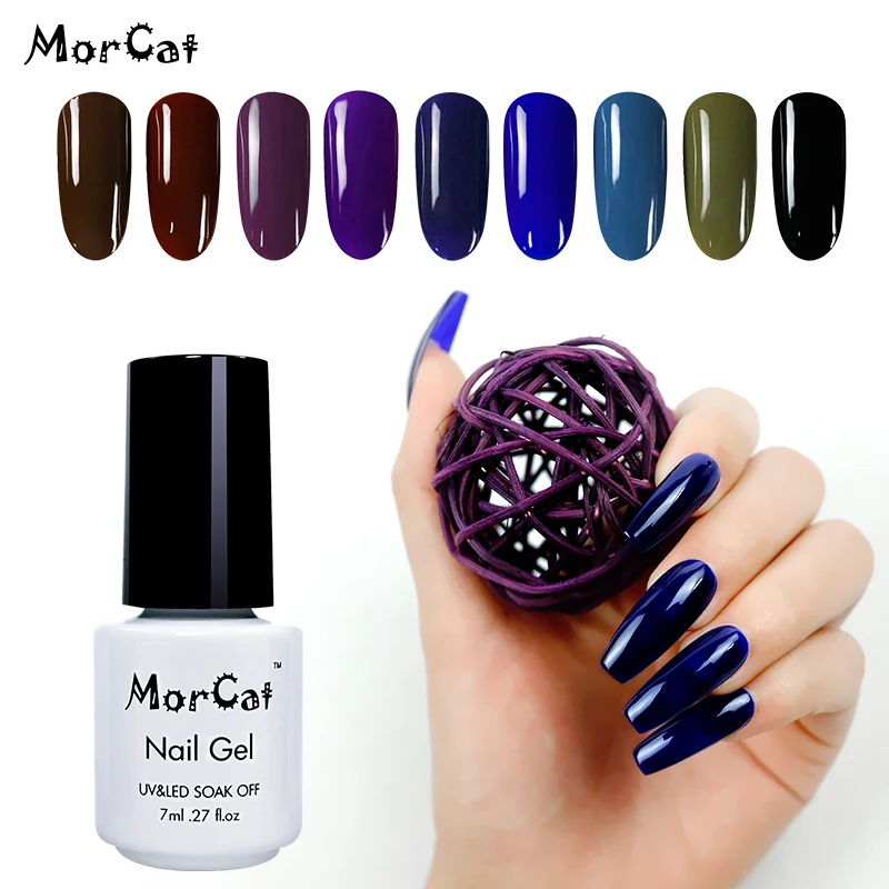MorCat Гель лак для ногтей темно синий УФ Bling UV Французский гель Vernis