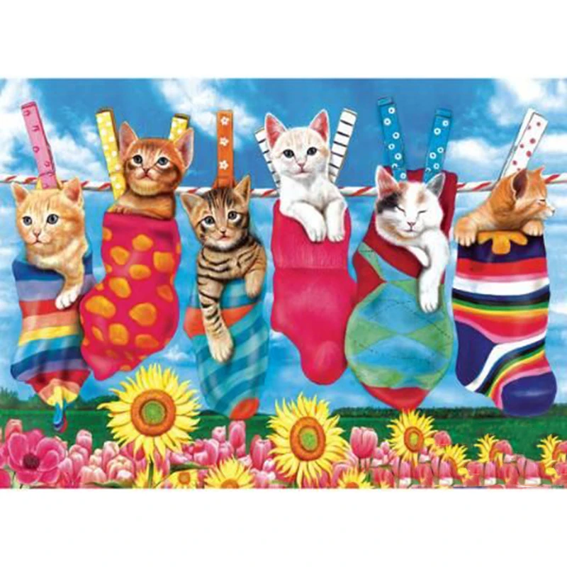 

Full 5d DIY Diamond Painting cat,cartoon Cross Stitch Diamond Embroidery kittens Patterns rhinestones Mosaic home decor