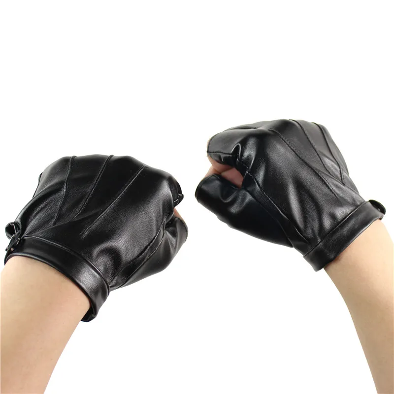  2019 New Men Women Half Finger Gloves Faux Leather gym Weight Lifting Sports Mittens Fingerless Cyc