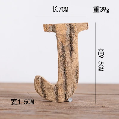 Натуральный Деревянный с коры Винтаж 26 букв номер творческий декор для стен для дома Свадебные бар сад mall рождественской вечеринки реквизит - Цвет: J