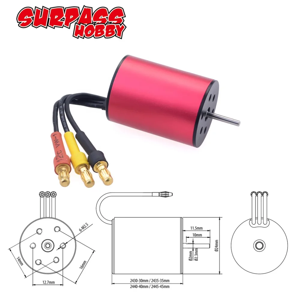 2,0 мм 2435 3300KV 4500KV 4800KV 6100KV бесщеточный двигатель 2S для Tamiya Redcat HSP 1/16 1/18 RC багги Дрифт гоночный автомобиль