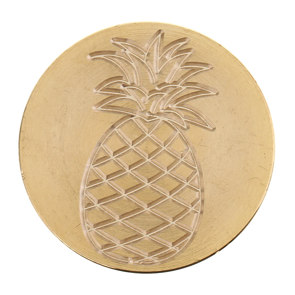 Wooden Handle Sealing Wax Coin Stamp Seal Pineapple+5 Wax Stick for Xmas Card