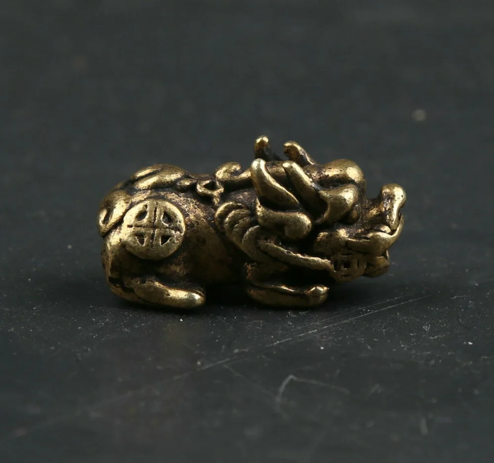 

31MM Curio Chinese Bronze Small Kylin Chi-lin Qilin Beast Animal Statue Pendant