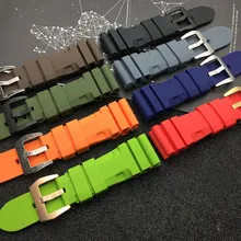 24 мм, 26 мм, черный, серый, зеленый, оранжевый, красный, синий, коричневый силиконовый резиновый ремешок для часов, сменный ремешок для Panerai, ремешок для часов, браслет, инструменты