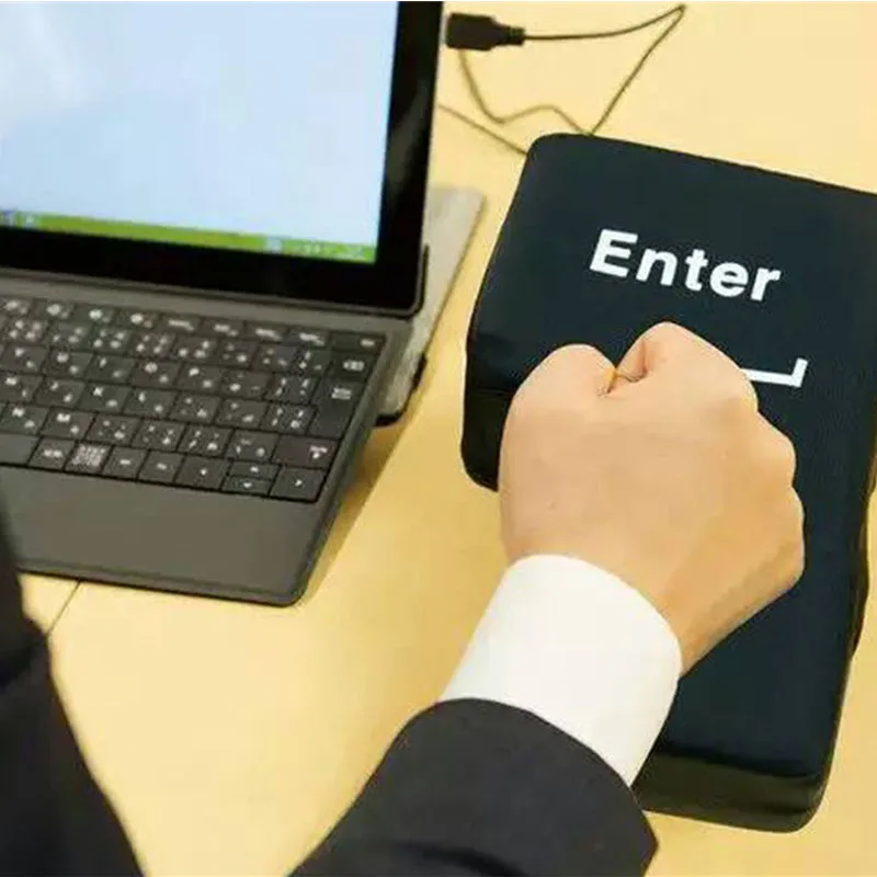 

Office Computer Jumbo USB Big Enter Key Pillow USB Gadgets Desktop Nap Pillow Anti-Stress Hand Tool for Laptop Novelty Gift