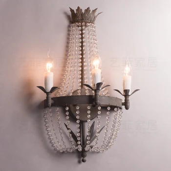 

French retro do the old style palace Princess crystal wall lamp bedroom bedside wall lamp