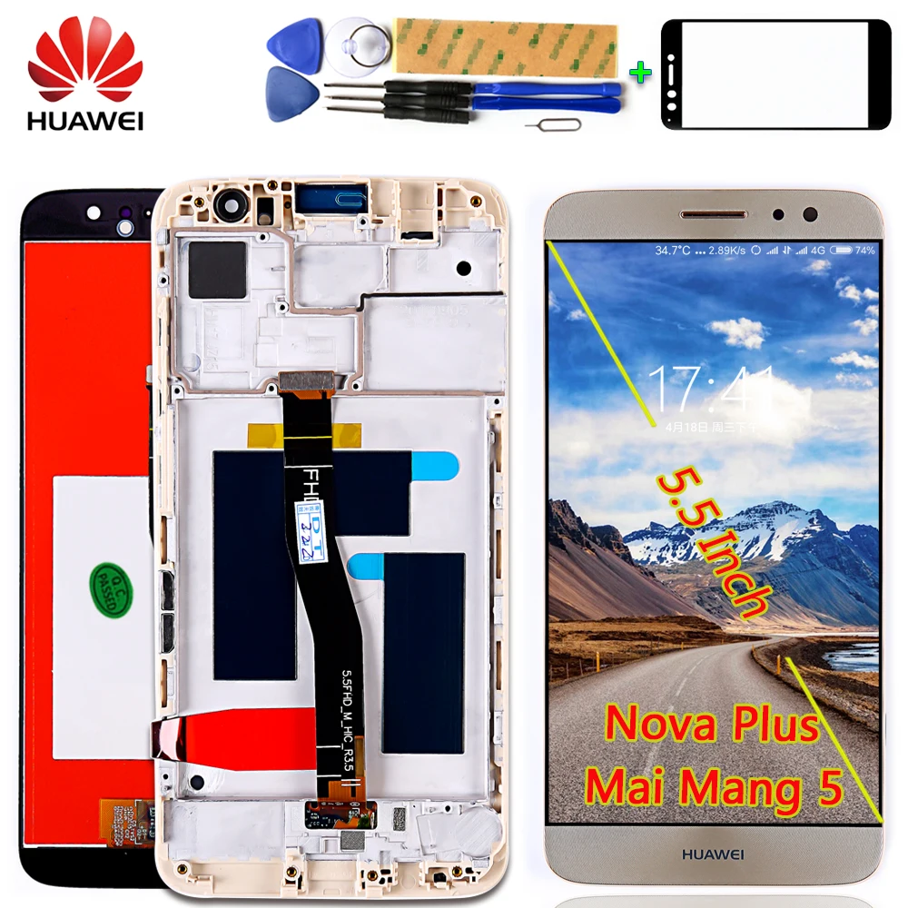 

Huawei Nova plus 5.5 inch LCD Display 1920*1080 Touch screen Digitizer Assembly Frame with Free Tempered Glass and Tools