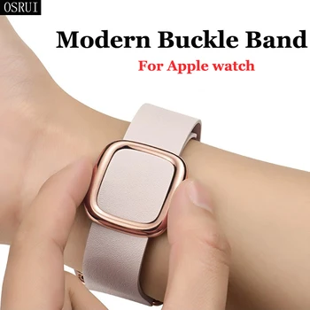 

Strap for Apple Watch band 42mm 38mm 44mm 40mm correa iwatch band 5 4 3 modern buckle leather bracelet apple watch 4 accessories