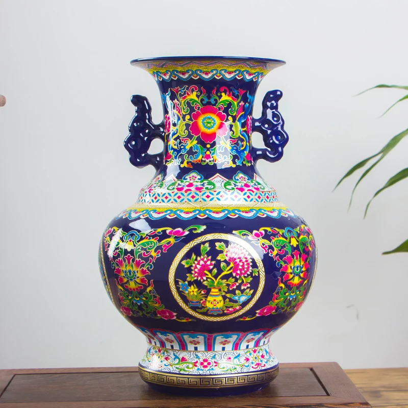 Старинная эмалированная китайская керамическая Цветочная ваза Jingdezhen фарфоровые