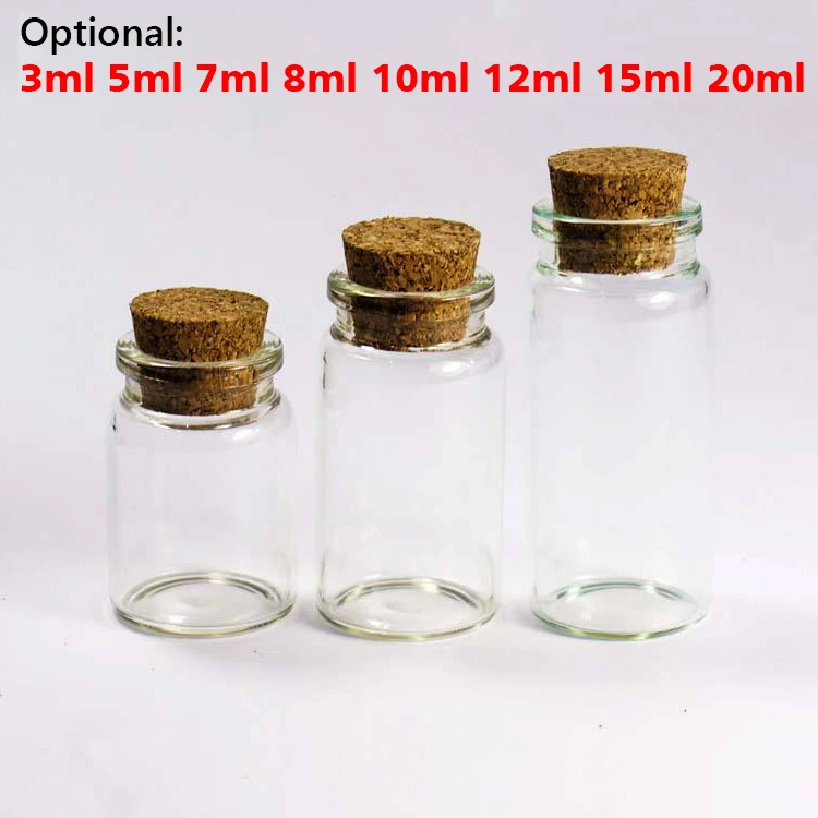 

3ml 5ml 7ml 8ml Mini Transparent Glass Bottle with Cork Stopper 10ml 12ml 15ml 20ml Glass Jar Wishing Bottle