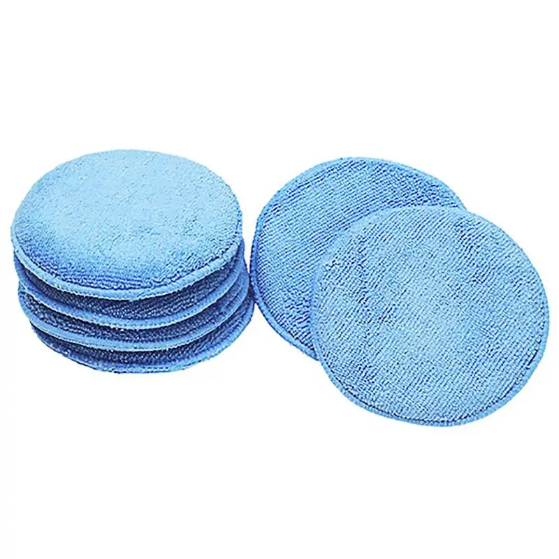 

LumiParty 12.5cm Ultra-soft Round Microfiber Wax Applicator Pads wax applicator pad for car cleaning for Car Polish, Light Blue